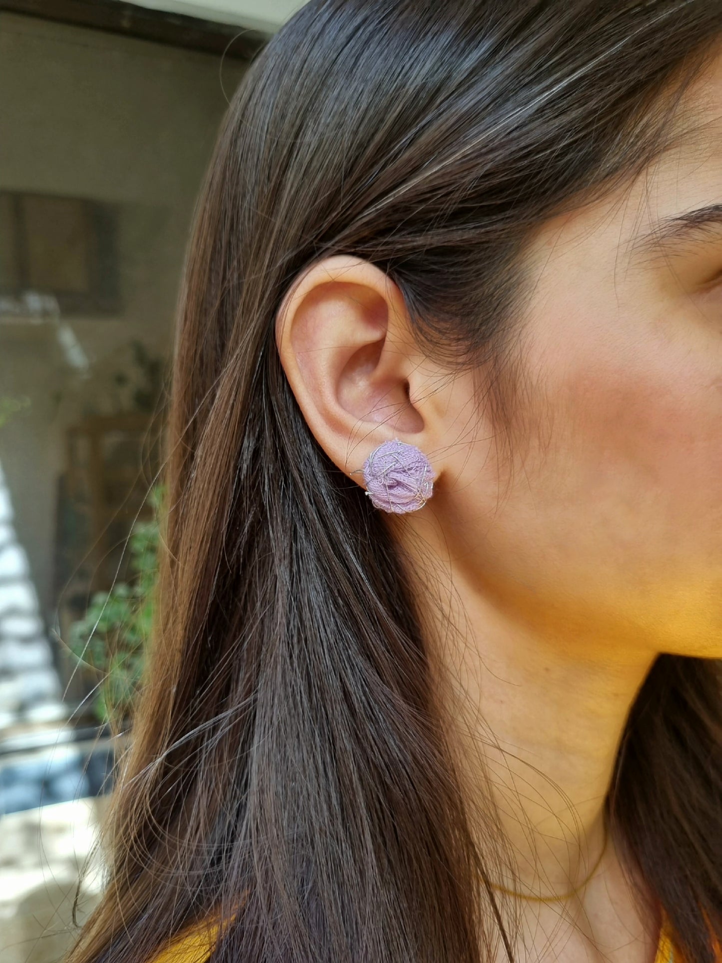 LILAC WOVEN EAR STUDS