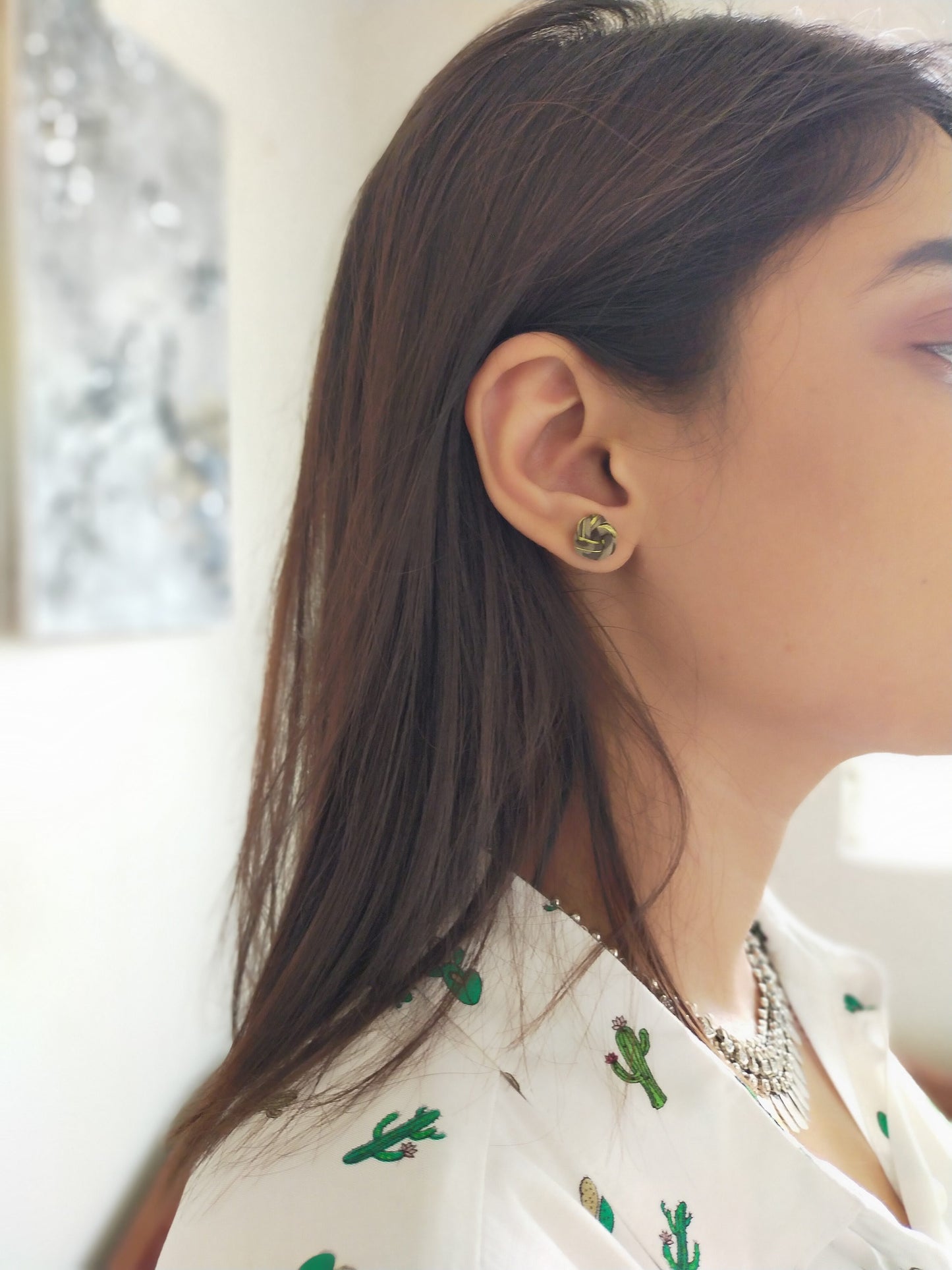 CHARCOAL EAR STUDS